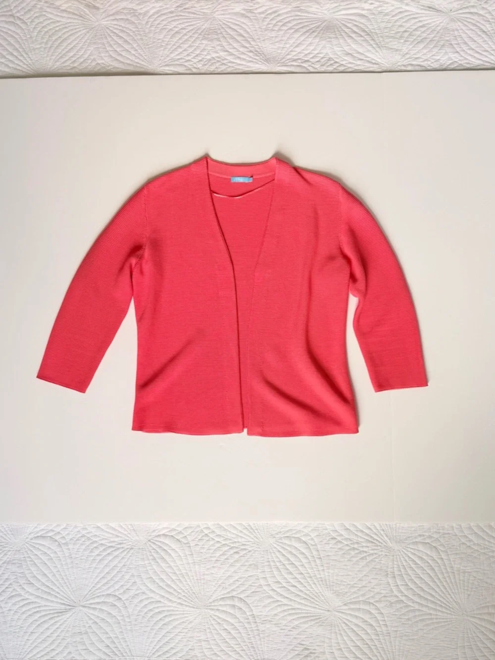 J. McLaughlin 3/4 Sleeve Open Front Cardigan Sweater Pink | Size Small